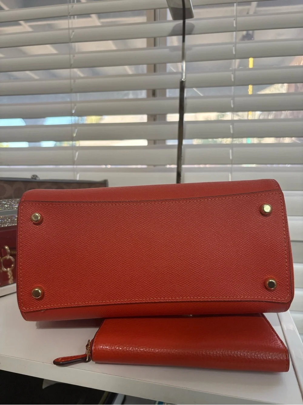 🧡Coach Orange-Red Rowan Satchel Bag Set🧡